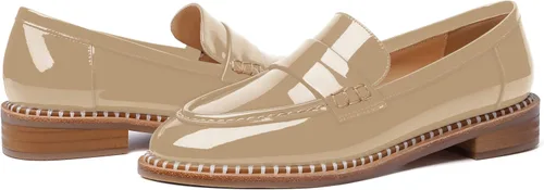 Vista 6 de FOGEENA Mocasines de tacón bajo para mujer, estilo casual, puntera redonda, de charol grueso, de 1 pulgada