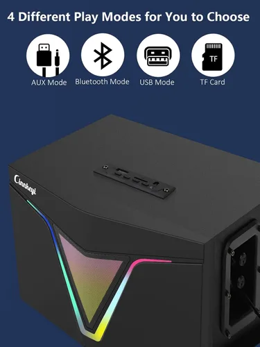 Vista 5 de 2.1 Altavoz de computadora alimentado por USB con subwoofer,Altavoces de PC con subwoofer-Satélites de rango completo de agudos medios dobles de 4.7