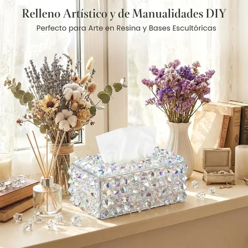 Vista 6 de DomeStar Hielo falso iridecente, 150 piezas de relleno de jarrón brillante, diamantes falsos, piedras preciosas transparentes, manualidades