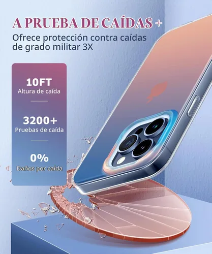 Vista 5 de CAPRARO Funda compatible con el teléfono 15 Pro, funda mate translúcida iridiscente fluorescente, 2 protectores de pantalla + 2 protectores