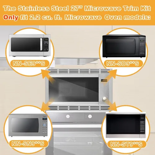 Vista 3 de NN-TK922SS - Kit de molduras de microondas de 27 pulgadas para Panasonic para hornos microondas de 2.2 pies cúbicos, microondas incorporado con kit