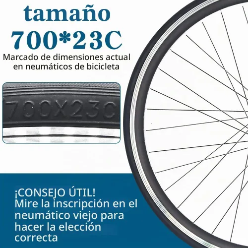 Vista 4 de Paquete de 2 neumáticos de bicicleta 700x23C plegables para bicicleta de carretera