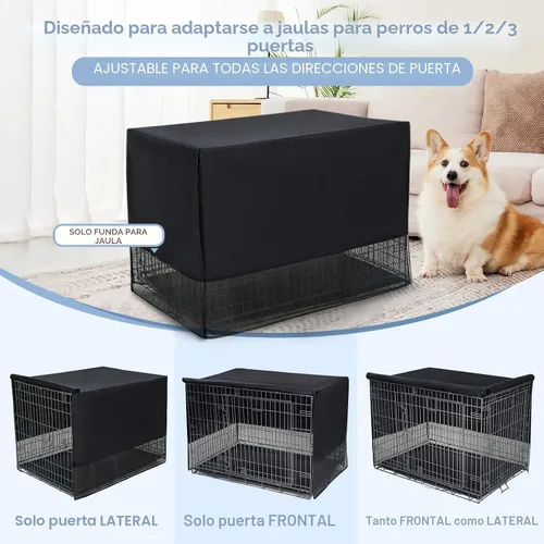 Vista 6 de Explore Land Funda transpirable para jaula de perro, ventilación de malla de 4 lados, funda básica para perrera para mascotas, todos los lados Negro
