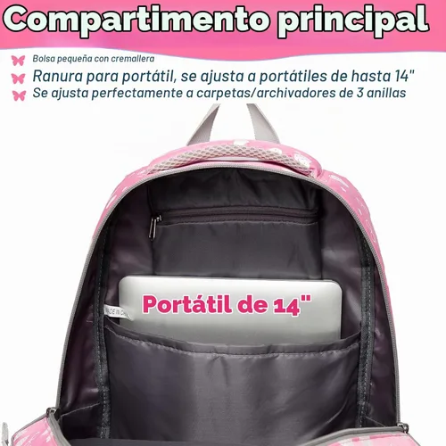 Vista 4 de BLUEFAIRY - Mochilas para niños y niñas, escuela primaria, jardín de niños Bubblegum Pink (rosado)