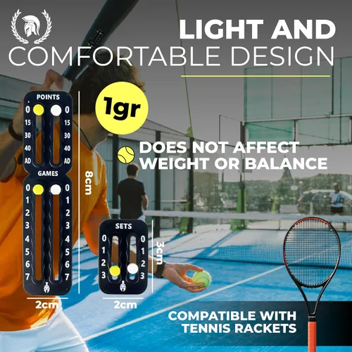 Vista 7 de Tenis y pádel puntuación para raquetas ultraligero adhesivo 3M Rastreador de puntuación de raqueta de tenis y juego de marcador imprescindible