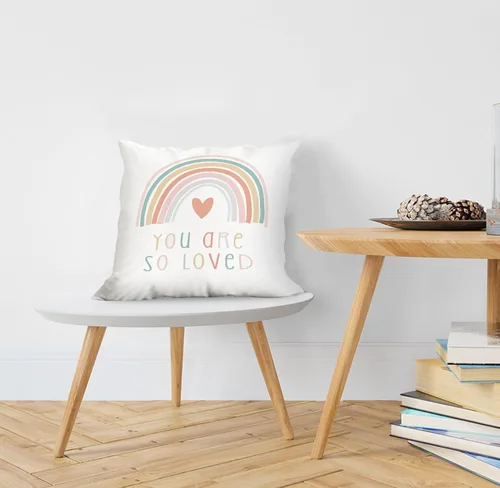 Vista 5 de You Are So Loved - Funda de almohada bohemia con diseño de arco iris, 18 x 18 pulgadas, funda de cojín decorativa para sofá, cama, decoración Color_1