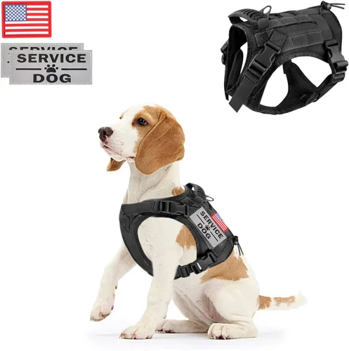 Vista 13 de Arnés táctico para perro, chaleco de entrenamiento al aire libre, chaleco militar K9 de patrulla para perro, arnés táctico ajustable para cachorros