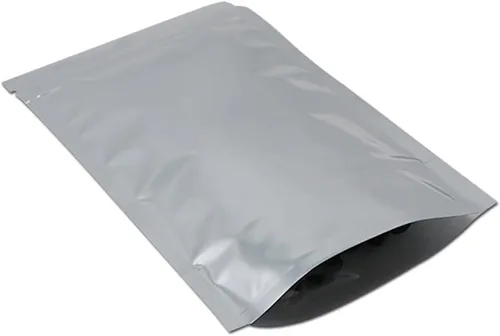 Vista 5 de FERENLI 100 Piezas Bolsas de Pie con Frente Transparente y Cierre de Cremallera Resellables de Papel de Aluminio Mylar Plástico para Embalaje