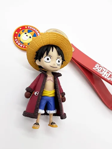 Vista 6 de YJacuing Lindo llavero de una pieza de anime Luffy de PVC, con licencia oficial coleccionable