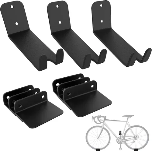 Vista 10 de WALMANN Paquete de 2 soportes para pedales de bicicleta, soporte de pared horizontal resistente para pared de garaje, soporte de exhibición