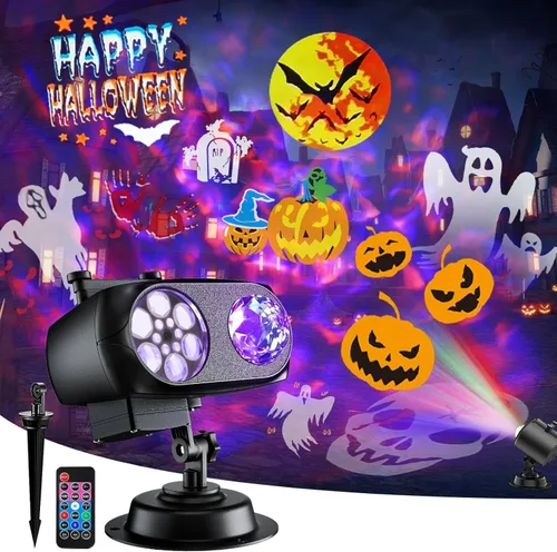 Vista 8 de Luces de proyector de decoraciones de Halloween más brillantes, proyectores navideños actualizados 2026, proyector de Navidad con 19 diapositivas