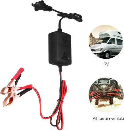 Vista 6 de Cargador de batería de coche 12V 1A, mantenedor de batería, cargador de goteo para barcos, motocicletas, vehículos todo terreno, cortadoras