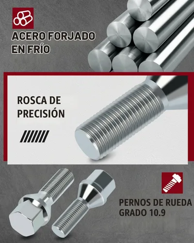 Vista 5 de cciyu Tuercas de llanta M12 x 1.25, 20 piezas de pernos de rueda de 12 x 1.25 pulgadas, vástago hexagonal de 0.669 in, juego de tuercas cromadas