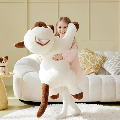 Vista 5 de IKASA Juguete de peluche de gato siamés gigante, juguetes suaves grandes y grandes, 30 pulgadas, lindo tamaño enorme mullido, peluche de gran