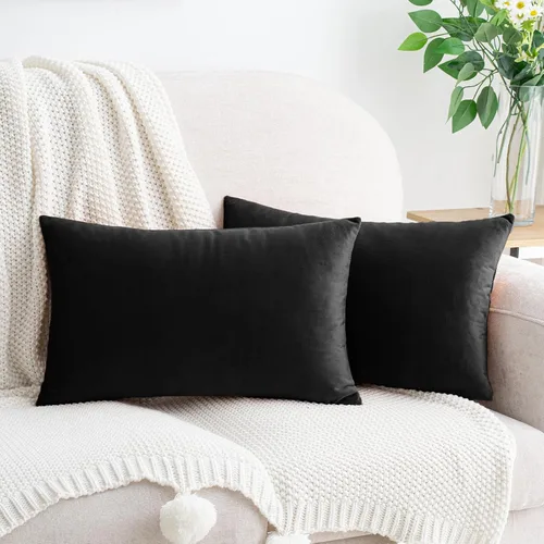 Vista 54 de HWY 50 fundas de almohada decorativas de terciopelo sólido para sofá, sala de estar. Ambar