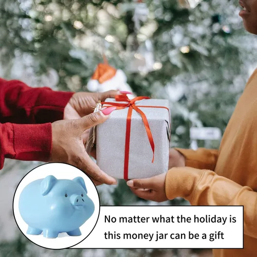 Vista 7 de Alcancía de cerdo de cerámica para niños, banco de dinero para adultos, Gilrs Alcancias de Dinero para adultos niños, banco de monedas, decoración
