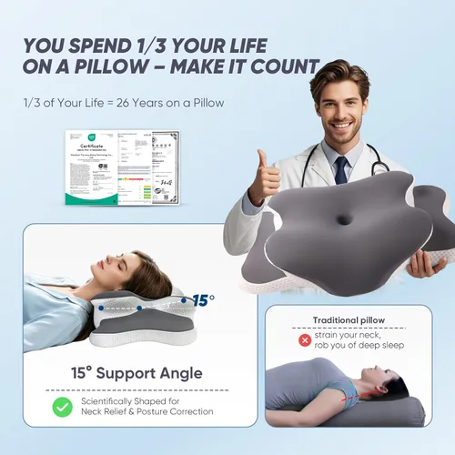 Vista 2 de Almohada cervical ergonómica para aliviar el dolor de cuello
