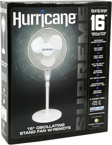 Vista 9 de Hurricane Ventilador de pedestal oscilante para el hogar y el dormitorio, 16 pulgadas supremo, blanco, ventilador eléctrico portátil de pie