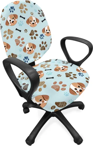 Vista 56 de Lunarable Funda para silla de oficina tribal, diseño azteca, nativo americano, geométrico, simbolismo étnico con espirales de triángulos, elástico