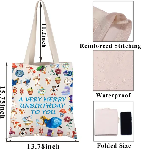 Vista 4 de PLITI Alice Bolso de mano Alice Fans Regalo Hija Regalo de Cumpleaños Un Muy Feliz Unbirthday To You Bolso Para Los Cuentos De Hadas Amante