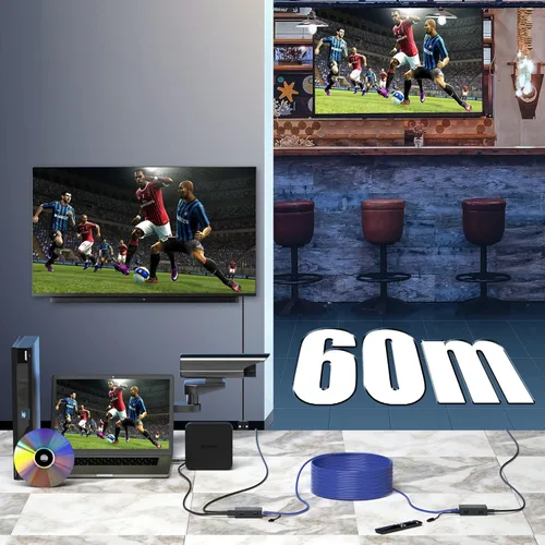 Vista 3 de Extensor HDMI 4K a 60Hz, extensor HDMI a través de Ethernet Cat5e/6 hasta 200FT/60M, Ultra 4K HD expande audio y video, soporta salida de bucle, IR