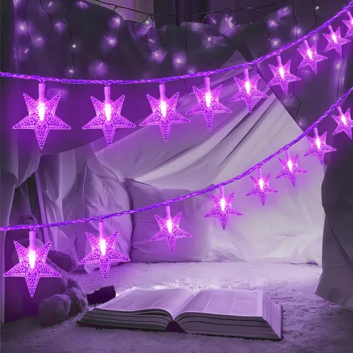 Vista 15 de ITICdecor Guirnalda de luces de flores de 15 pies, 30 luces LED de hadas de Navidad con pilas, para interiores y exteriores, iluminación