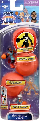 Vista 2 de Moose Toys Space Jam: A New Legacy - Paquete de 4 - Lebron, Bugs Bunny, Wile E. Coyote y 1 figura misteriosa - Banco, multicolor, 14574