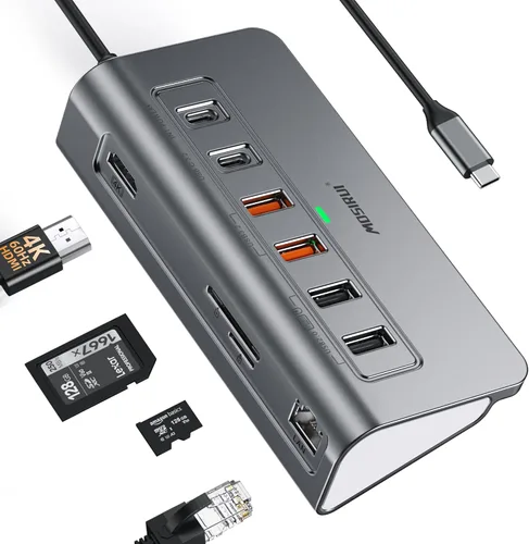 Vista 7 de USB C Hub, Adaptador Multipuerto 5 en 1 USB C a 4K HDMI Hub con USB 3.0/2.0, 100W PD, Estación de Acoplamiento Tipo C