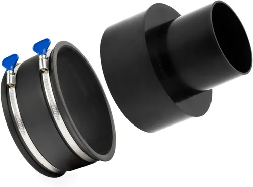 Vista 9 de POWERTEC Reductor de 4 a 2-1/2 pulgadas y manguito flexible con abrazaderas de manguera de llave de acero inoxidable, accesorio de recolección