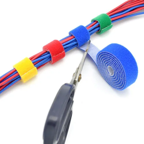 Vista 2 de Cinta de velcro reutilizable para sujetar cables, rollo de 3/4 de pulgada de doble cara con gancho