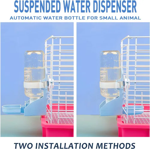 Vista 4 de Botella de agua de conejo con suspensión para mini conejito de indias, chinchilla, botella de agua automática de 16.9 fl oz por Gravity Flow Supply
