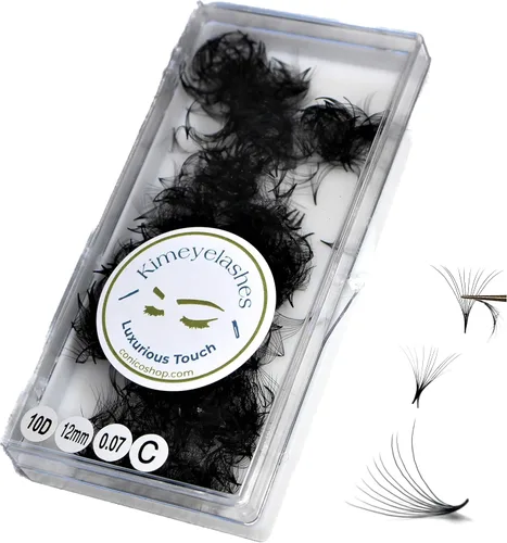 Vista 6 de 6D - 0.07 C y D Curl 1000 Abanicos de volumen prehechos sueltos, extensiones de pestañas hechas a mano, suministros de volumen ruso para abanicos