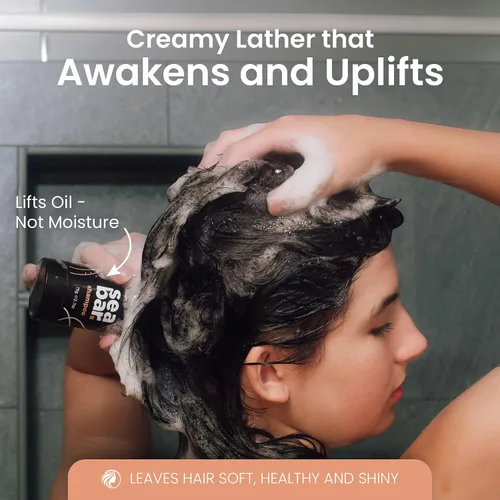 Vista 4 de Barra de champú – Champú para cabello totalmente natural – Vegano, sin sulfatos, respetuoso con el medio ambiente, embalaje reutilizable sin