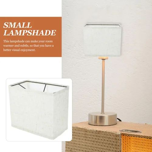 Vista 3 de Kichvoe Pantalla de lino beige para enchufe de luz E27, pantalla rectangular para lámpara de pie, cubierta de lámpara de tela extraíble para uso