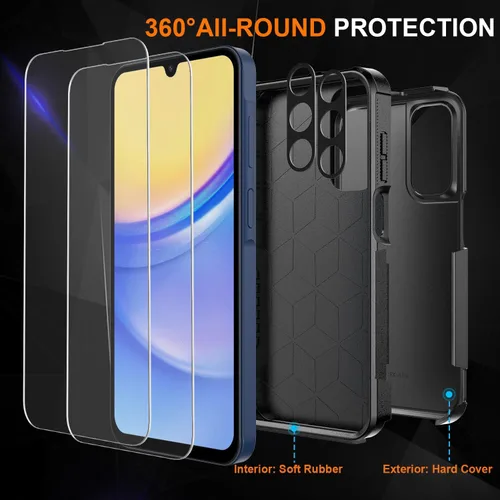 Vista 2 de Funda para teléfono Samsung Galaxy A15 5G, [protección contra caídas de grado militar de 15 pies]
