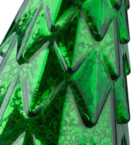 Vista 5 de Decoración de árbol de Navidad de mesa, 12 pulgadas de alto, árbol de Navidad LED de vidrio soplado verde, decoración de luz navideña para interiores