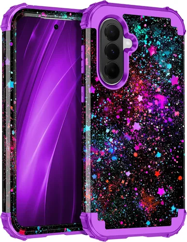 Vista 14 de Miqala Funda para Galaxy A14 5G, que brilla en la oscuridad, tres capas, resistente, a prueba de golpes, protección completa, parachoques