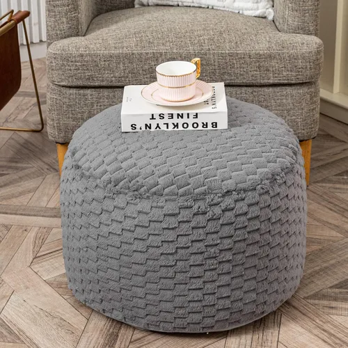 Vista 15 de Asuprui Puf otomano para el suelo, reposapiés otomano, sin relleno, 20 x 20 x 12 pulgadas, asiento redondo, puf, silla plegable, almacenamiento