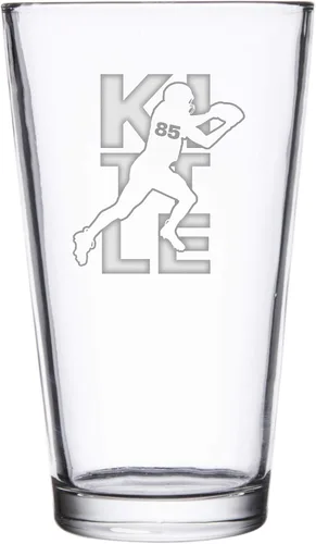 Vista 8 de Hat Shark Jugador atlético deportivo de fútbol – Vasos de pinta grabados con láser para cerveza, jarra de 16 onzas (Allen #17)