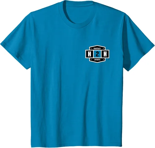 Vista 43 de H2H Fantasía Deportes bolsillo logotipo playera, Césped Azul Pastel