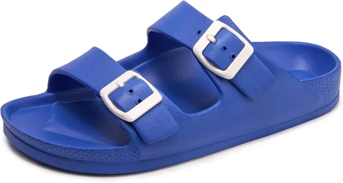 Vista 29 de FUNKYMONKEY - Sandalias bajas cómodas para mujer, hechas de etilvinilacetato, ajustables con hebilla doble