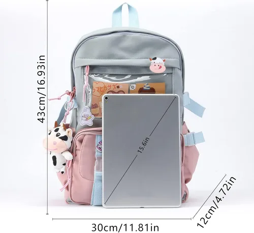 Vista 6 de Mochila kawaii bonita mochila estética con pines y accesorios kawaii mochila kawaii para niñas A Mochilas tipo mochila