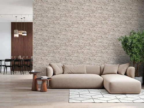 Vista 2 de A.S. Création Papel pintado de ladrillo Elementos no tejidos 33.0 ft x 1.7 ft Gris Beige Hecho en Alemania 363702 36370-2
