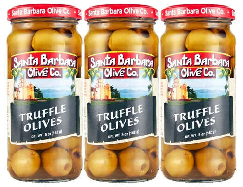 Vista 32 de Aceitunas verdes rellenas de anchoas sin hueso de Santa Barbara, perfectas para tablas de embutidos, ensaladas, pizza y pasta, paquete de 3, 5 onzas