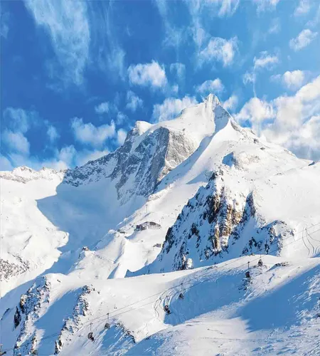 Vista 2 de Ambesonne Juego de funda de edredón de montaña, paisaje de montaña, pista de esquí de invierno, imagen deportiva de telfer y snowboard, juego