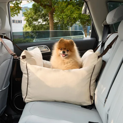 Vista 9 de Lesure Asiento de automóvil para perros pequeños - Asiento elevador para perro con parte inferior impermeable, correa de seguridad con clip