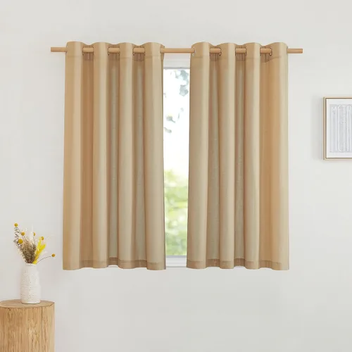 Vista 35 de NICETOWN - Cortinas de lino angora para ventana de cocina sobre el fregadero, con ojales, lino grueso angora, tratamientos cortos para ventanas