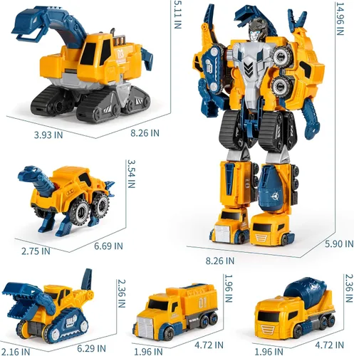 Vista 6 de MIEBELY Robot transformador magnético 5 en 1 para niños de 3 a 6 años