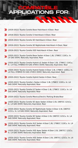 Vista 2 de R1 Concepts Kit de freno trasero para Toyota Corolla 2019-2022 Rotores de freno en blanco Kit de pastillas de freno y rotores OEM óptimo