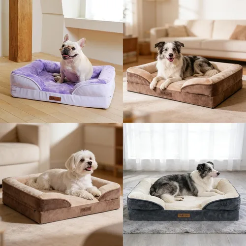 Vista 9 de BELLA & PAL Sofá cama ortopédico para perros medianos/medianos, no necesita montaje, sofá de espuma a prueba de masticaciones con forro impermeable